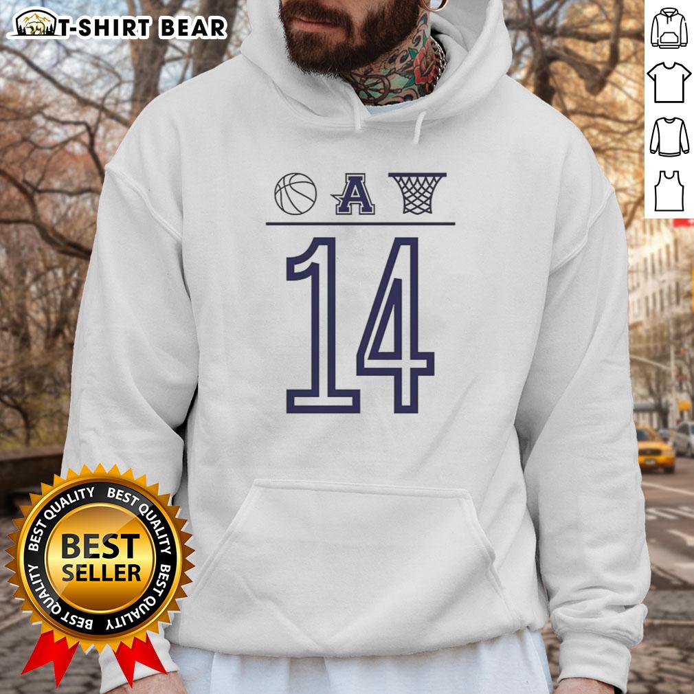 Good Aubrey basketball hoodie featuring number 14 and a ball-in-basket icon, perfect for sports enthusiasts.