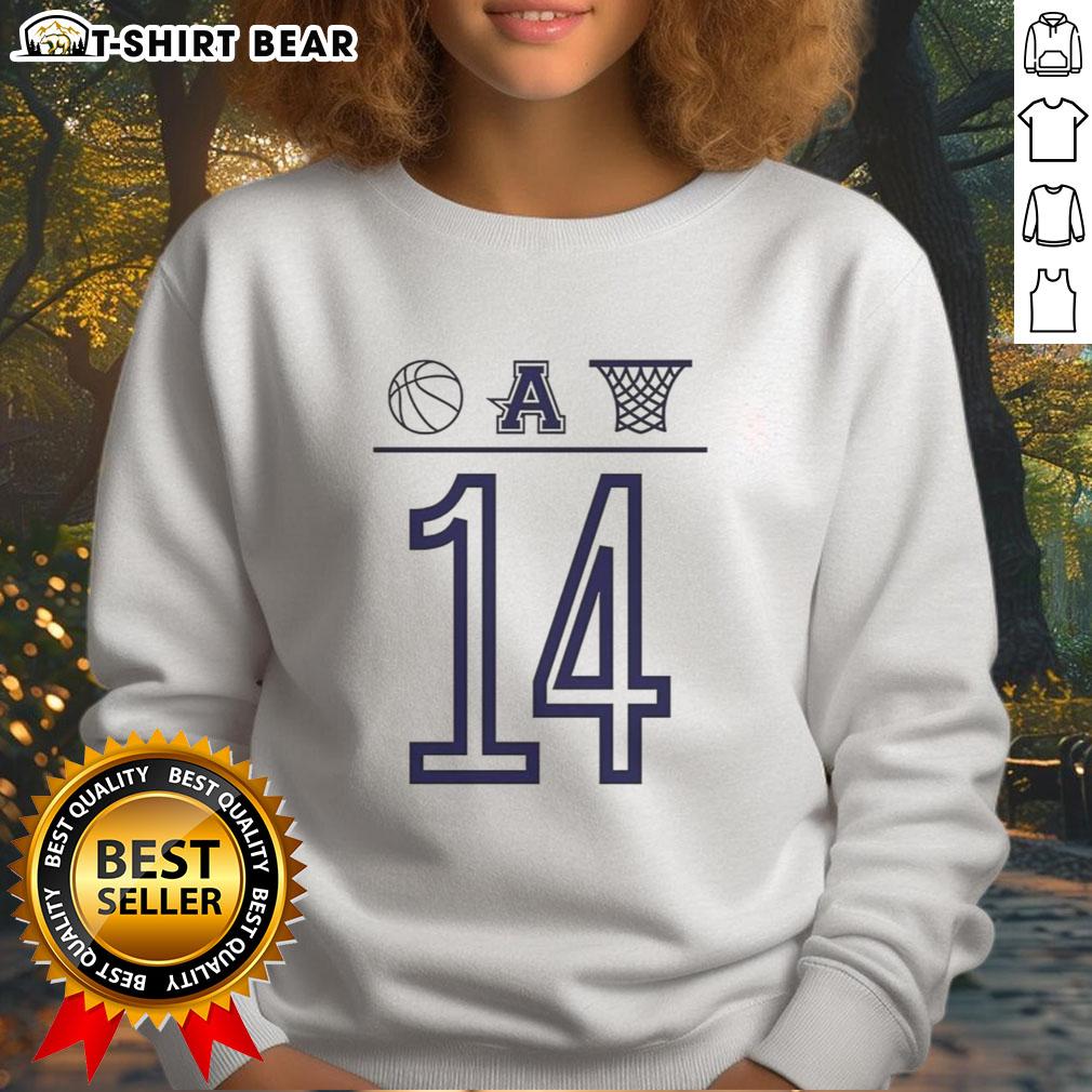 Alt Text: Good Aubrey Basketball Number 14 sweatshirt featuring a basketball icon, perfect for sports fans and players.