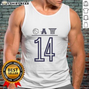 Good Aubrey Basketball Number 14 tank top featuring a ball and basket icon, perfect for sports enthusiasts.
