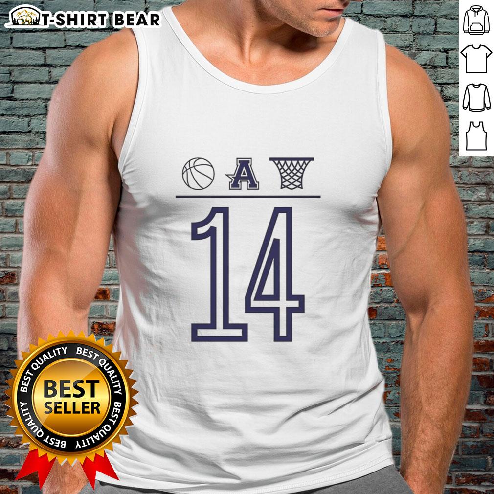 Good Aubrey Basketball Number 14 tank top featuring a ball and basket icon, perfect for sports enthusiasts.