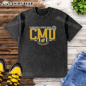Alt Text: Good Central Michigan Chippewas 2025 Gameabove Sports Bowl logo on a washed t-shirt, perfect for fans.