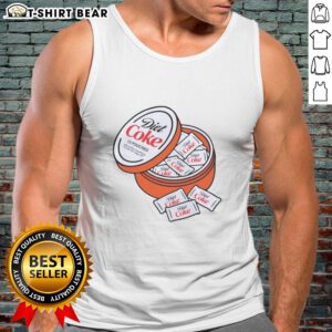 Model wearing a Good Diet Coke Zyn Pouches tank top, showcasing a trendy design perfect for casual summer outings.