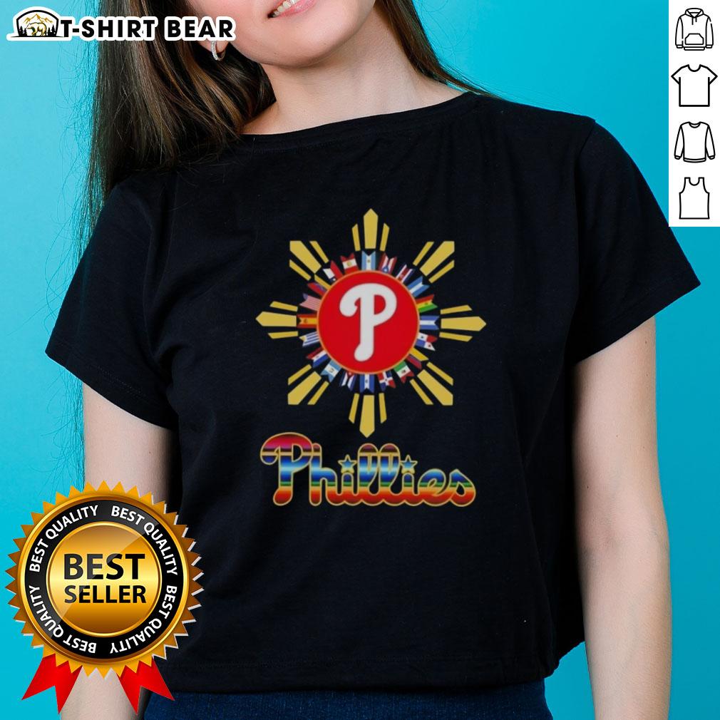 Good Philadelphia Phillies X Hispanic Ladies Tee featuring vibrant team colors and stylish design for fans.