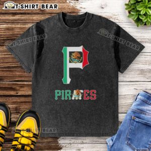 Alt Text: Good Pittsburgh Pirates Baseball X Mexican Flag washed t-shirt featuring vibrant colors and unique design.