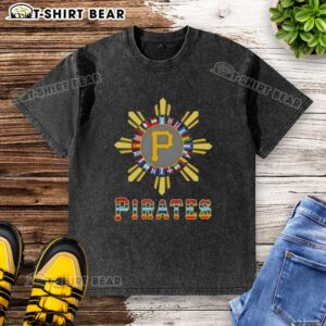 Good Pittsburgh Pirates X Hispanic washed t-shirt featuring vibrant team graphics on a comfortable, stylish design.