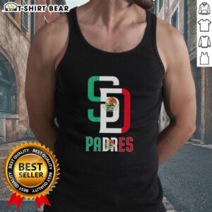 Alt Text: Good San Diego Padres baseball tank top featuring the Mexican flag design, perfect for fans and summer wear.