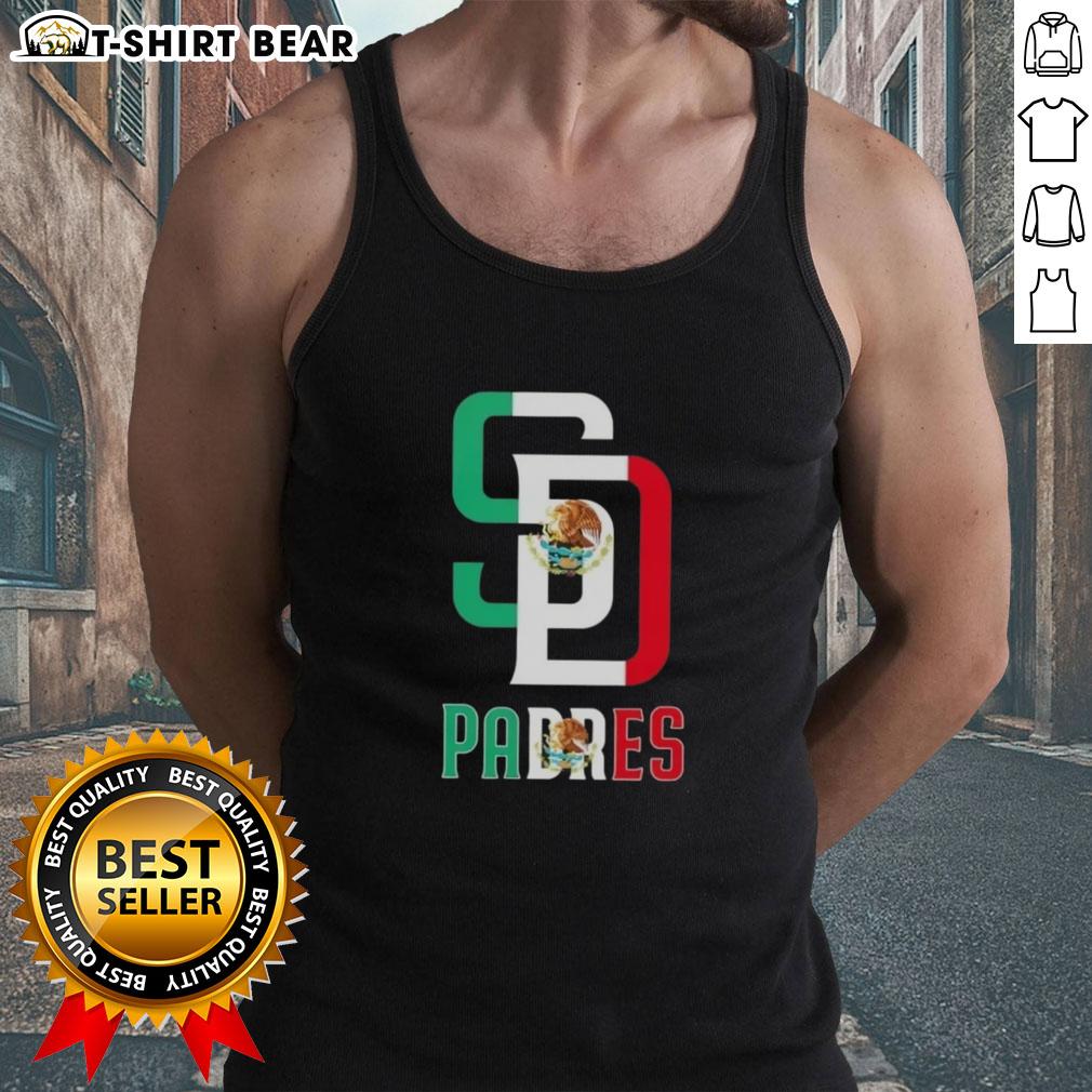 Alt Text: Good San Diego Padres baseball tank top featuring the Mexican flag design, perfect for fans and summer wear.