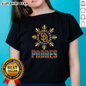 Alt Text: Good San Diego Padres X Hispanic Ladies Tee showcasing vibrant design and team spirit for fans and supporters.