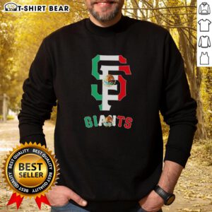 Alt Text: San Francisco Giants baseball sweatshirt featuring the Mexican flag design, perfect for fans and casual wear.