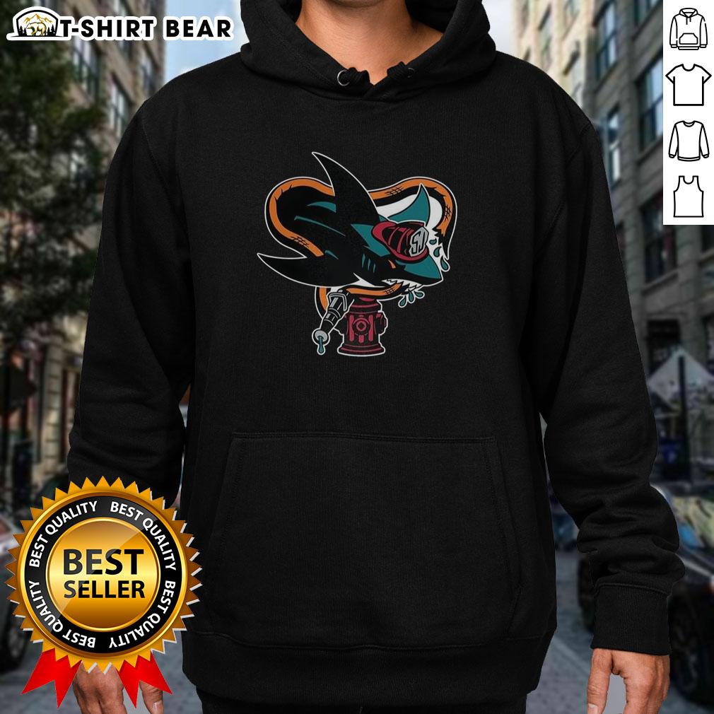Alt Text: Good San Jose Sharks NHL First Responders Night logo hoodie featuring team colors and emblem for fans.