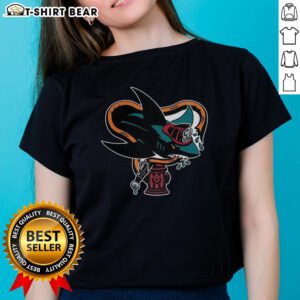 Good San Jose Sharks NHL First Responders Night logo on a ladies tee, celebrating heroes in a stylish design.