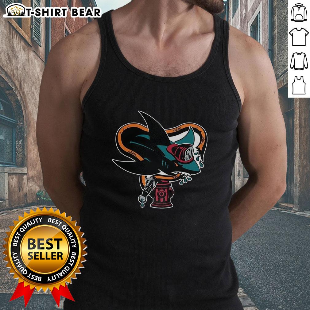 Good San Jose Sharks NHL First Responders Night logo tank top featuring vibrant team colors and a commemorative design.