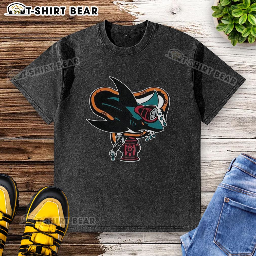 Alt Text: Good San Jose Sharks NHL First Responders Night logo washed t-shirt showcasing team spirit and support for first responders.