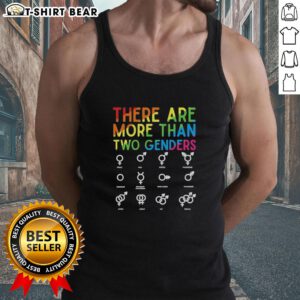 LGBT colors tank top featuring 'Good, There Are More Than Two Genders' message promoting gender diversity.