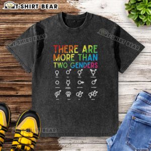 Good There Are More Than Two Genders LGBT Colors Washed T-Shirt showcasing vibrant rainbow colors and inclusive message.