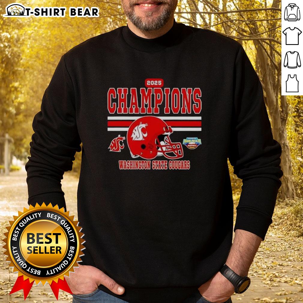 2025 Potato Bowl Champions sweatshirt featuring the Washington State Cougars helmet design, perfect for fans.