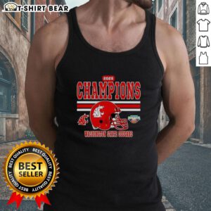 Good Washington State Cougars 2025 Potato Bowl Champions helmet tank top featuring team colors and logo.