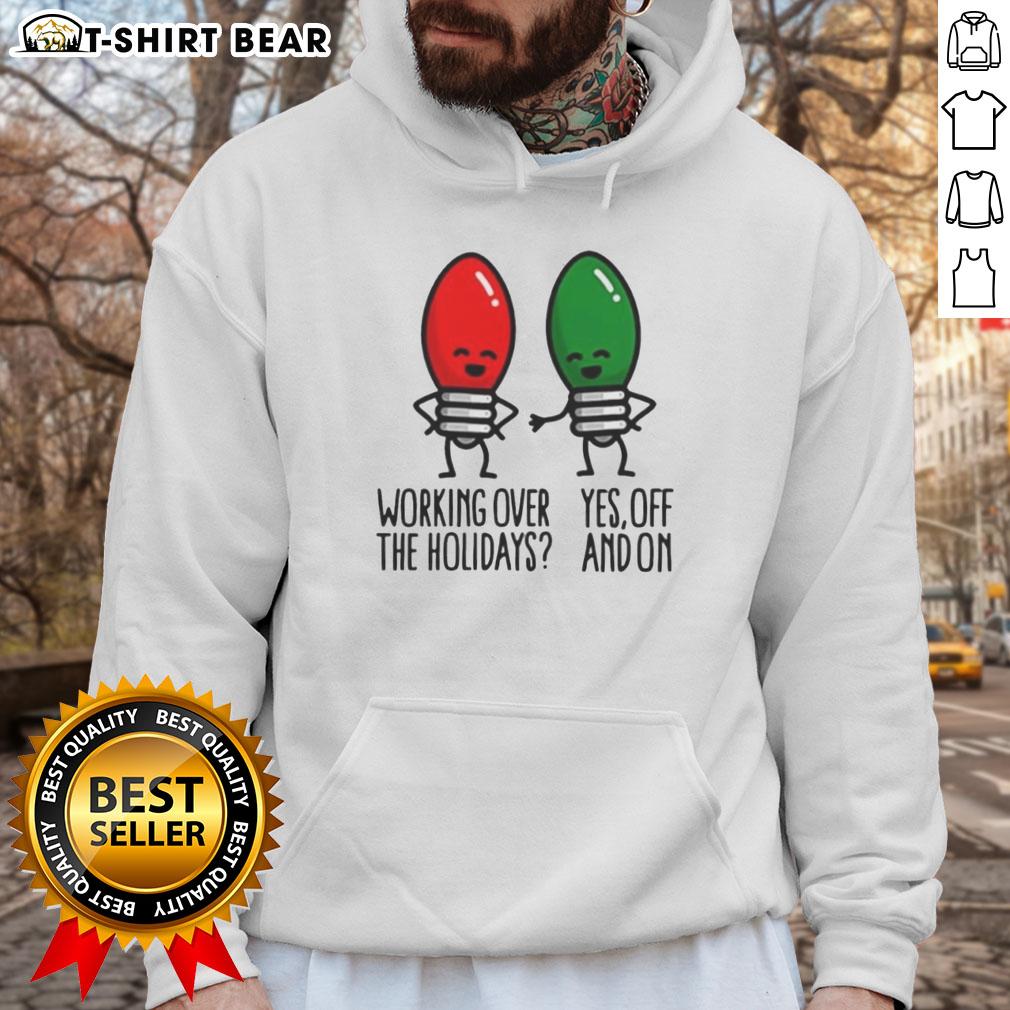 Funny 'Happy Christmas Lights' hoodie perfect for working over holidays in 2025, adding festive cheer to your wardrobe.