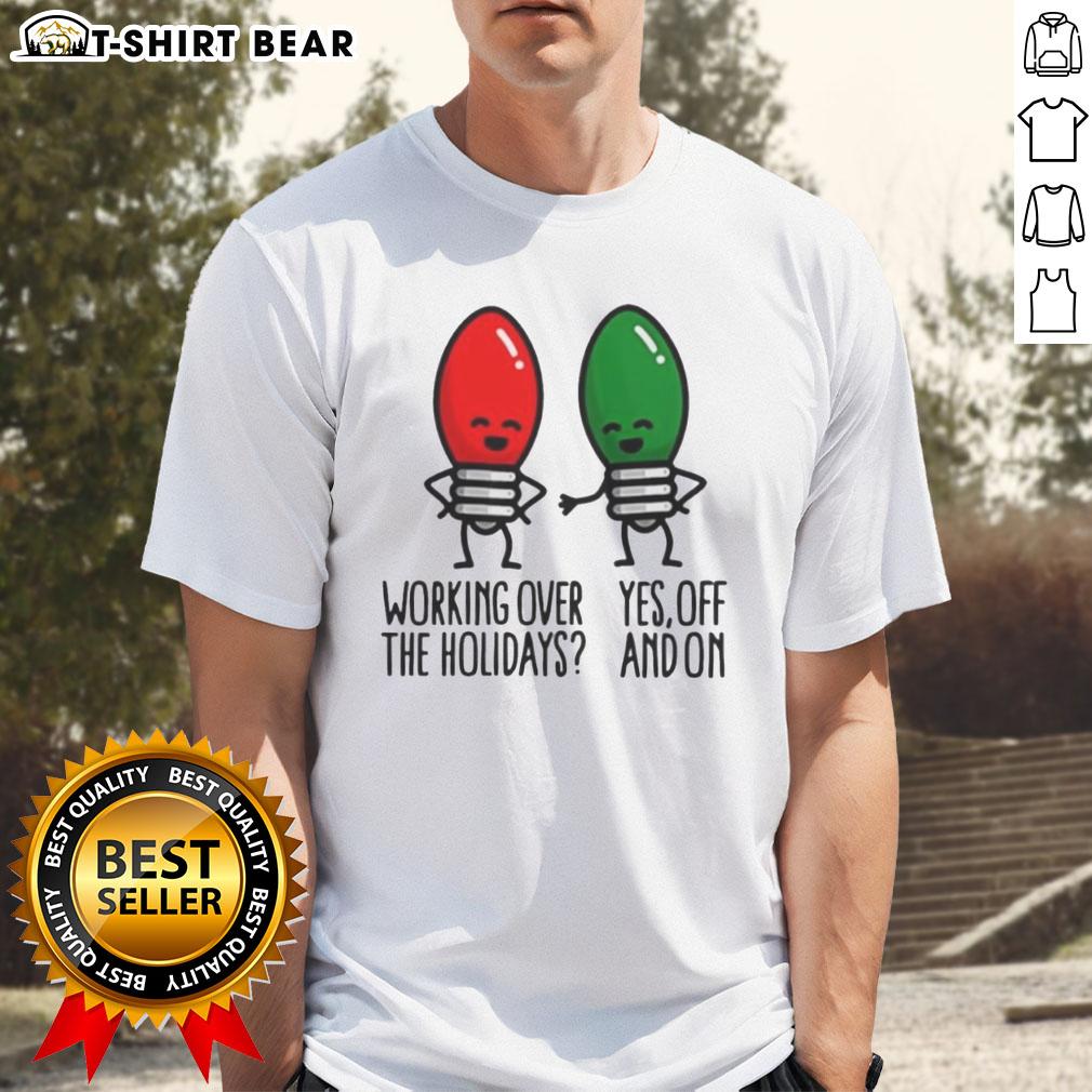 Funny 2025 T-Shirt with 'Happy Christmas Lights Pun' design, perfect for holiday celebrations and seasonal humor.