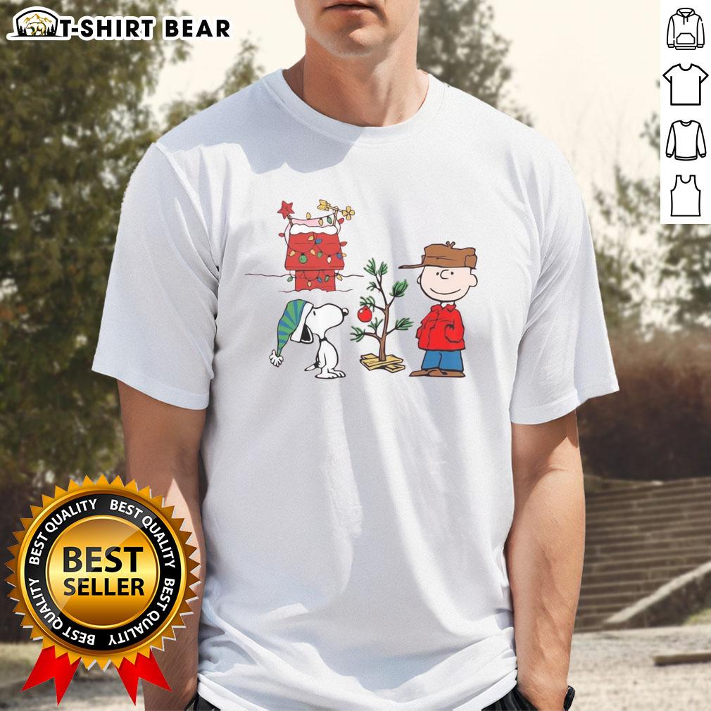 Happy Classic Christmas A Very Charlie Brown Tree T-Shirt featuring a whimsical illustration of a Charlie Brown Christmas tree.