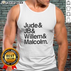 Happy Jude in a JB Willem tank top with Malcolm, showcasing vibrant style and friendship.