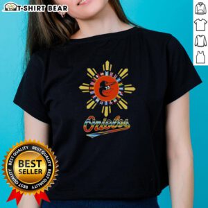 Hot 2025 Baltimore Orioles baseball tee for Hispanic ladies, featuring vibrant colors and stylish design for fans.