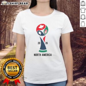 Hot 2026 International Soccer Tournament North America ladies tee featuring vibrant design and comfortable fit.