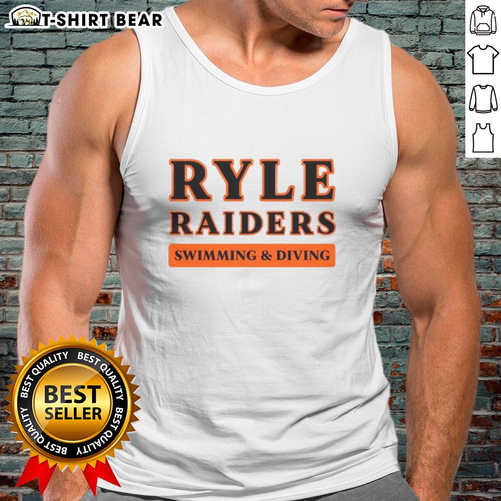 Hot Ryle Raiders swimming diving tank top featuring bold team logo and vibrant colors, perfect for swim team fans.