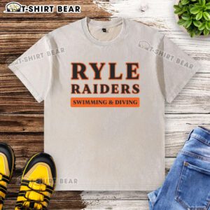 Hot Ryle Raiders Swimming Diving washed t-shirt featuring vibrant team colors and logo, perfect for fans and athletes.