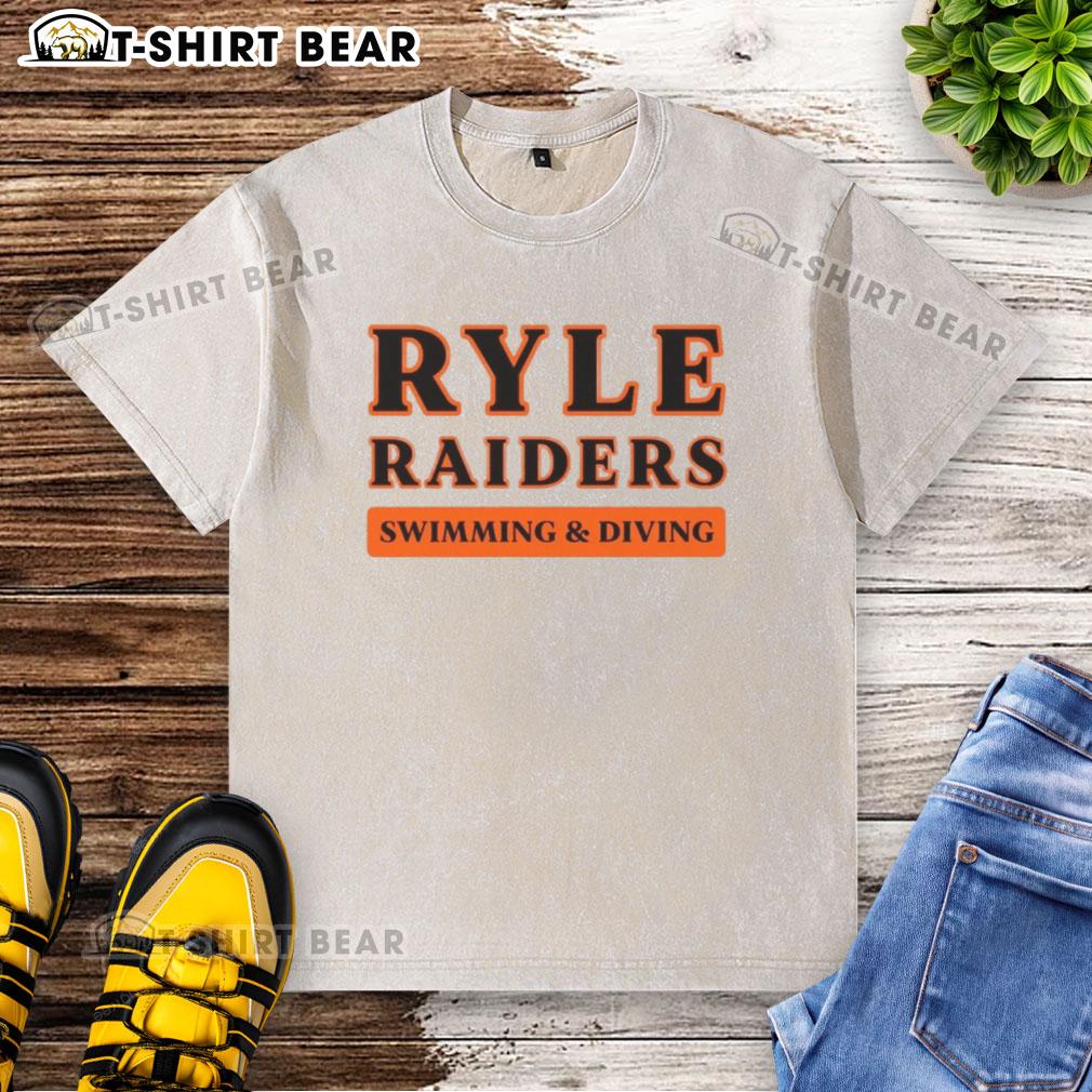 Hot Ryle Raiders Swimming Diving washed t-shirt featuring vibrant team colors and logo, perfect for fans and athletes.