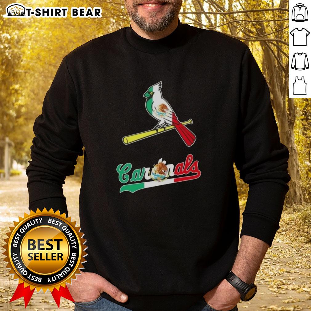 Hot St. Louis Cardinals baseball sweatshirt featuring vibrant Mexican flag design, perfect for fans and stylish comfort.