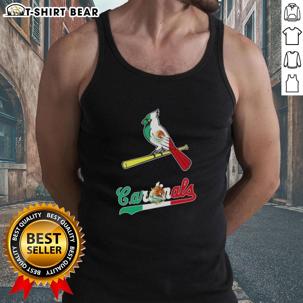Alt Text: Stylish Hot St. Louis Cardinals baseball tank top featuring a vibrant Mexican flag design, perfect for fans.