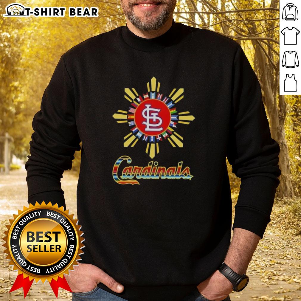 Alt Text: Stylish Hot St. Louis Cardinals X Hispanic sweatshirt featuring vibrant colors, perfect for fans and fashion lovers.
