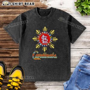 Alt Text: Hot St. Louis Cardinals X Hispanic washed t-shirt featuring vibrant colors and a stylish design for fans.
