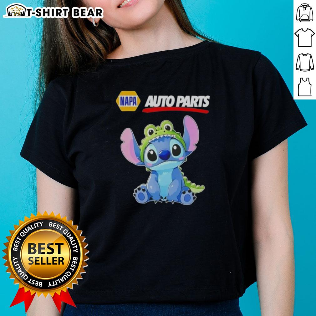 Hot Stitch Cosplay Crocodile X Napa Auto Parts Ladies Tee featuring a bold design and vibrant colors perfect for fans.