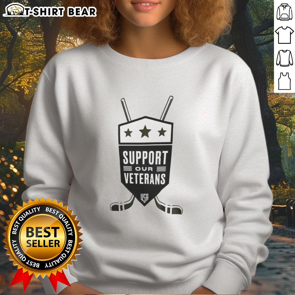Hot Support Our Veterans USA NHL Sweatshirt featuring a bold design, perfect for hockey fans and veteran supporters.