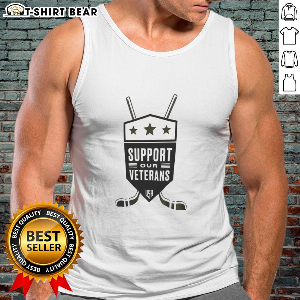 Hot Support Our Veterans USA NHL Tank Top featuring patriotic design for hockey fans and veteran supporters.