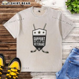 Support Our Veterans USA NHL washed t-shirt featuring a vintage design, perfect for hockey fans and veterans' advocates.