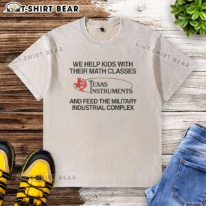 Alt Text: Hot We Help Kids With Their Math Classes Texas Instruments washed t-shirt, perfect for young math enthusiasts.
