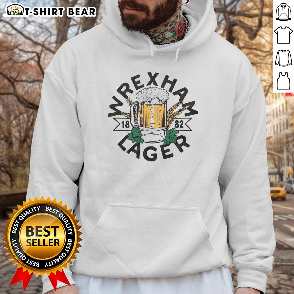 Hot Wrexham Lager 1882 mug and hoodie displayed together, showcasing stylish merchandise for fans of Wrexham Lager.