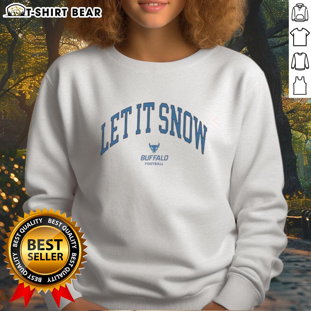 Buffalo Bulls Victor sweatshirt in a snowy setting, perfect for winter sports and team pride. Let it snow!