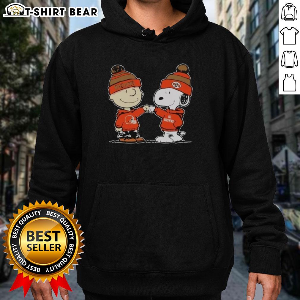 Alt Text: Cozy Cleveland Browns Snoopy and Charlie Brown hoodie showcasing best friends design for NFL fans.