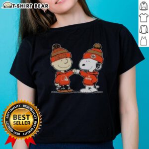 Nice Cleveland Browns Snoopy and Charlie Brown Best Friends Ladies Tee featuring vibrant graphics and team colors.