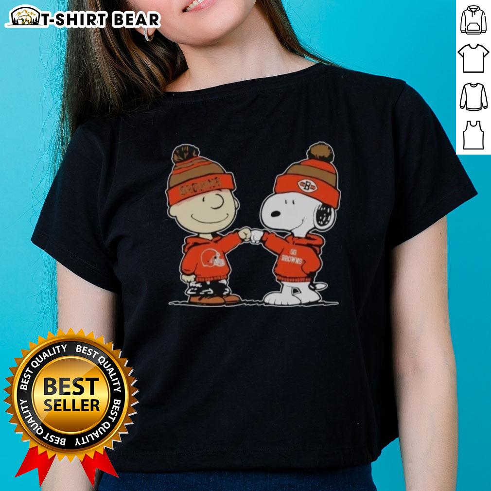 Nice Cleveland Browns Snoopy and Charlie Brown Best Friends Ladies Tee featuring vibrant graphics and team colors.