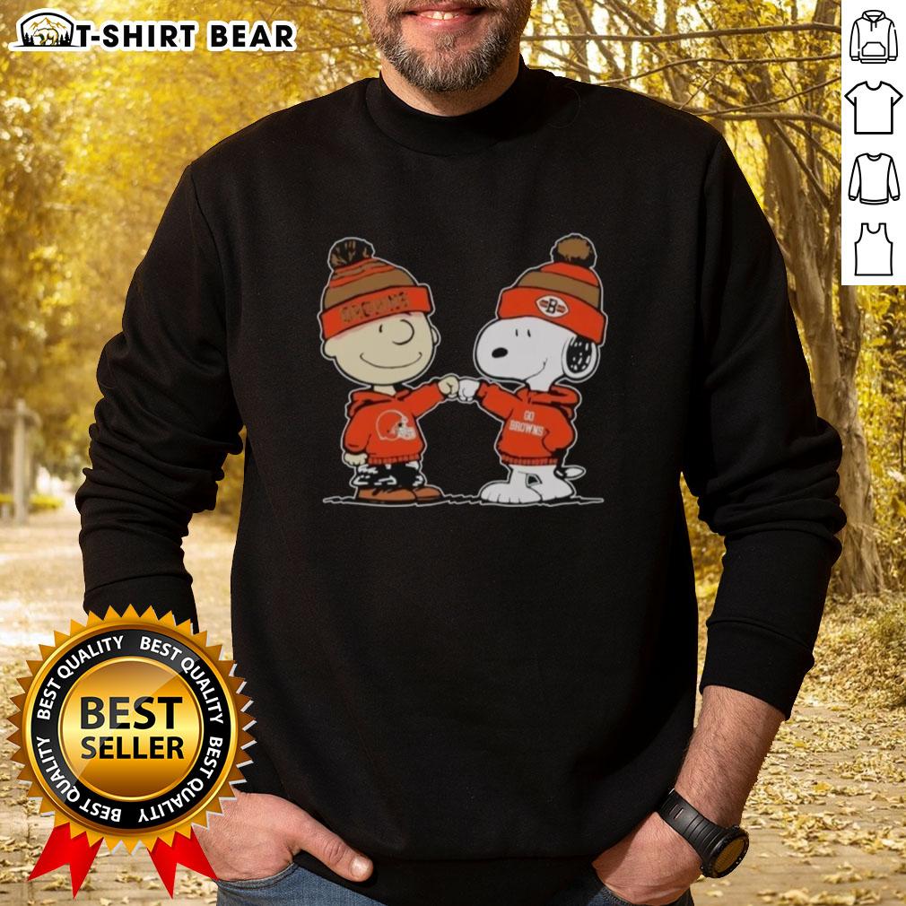 Cleveland Browns Snoopy and Charlie Brown best friends sweatshirt featuring vibrant graphics and cozy design.