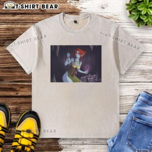 Stylish Nice Dunmer Dark Elf washed t-shirt featuring a detailed graphic of a Dark Elf, perfect for fantasy enthusiasts.