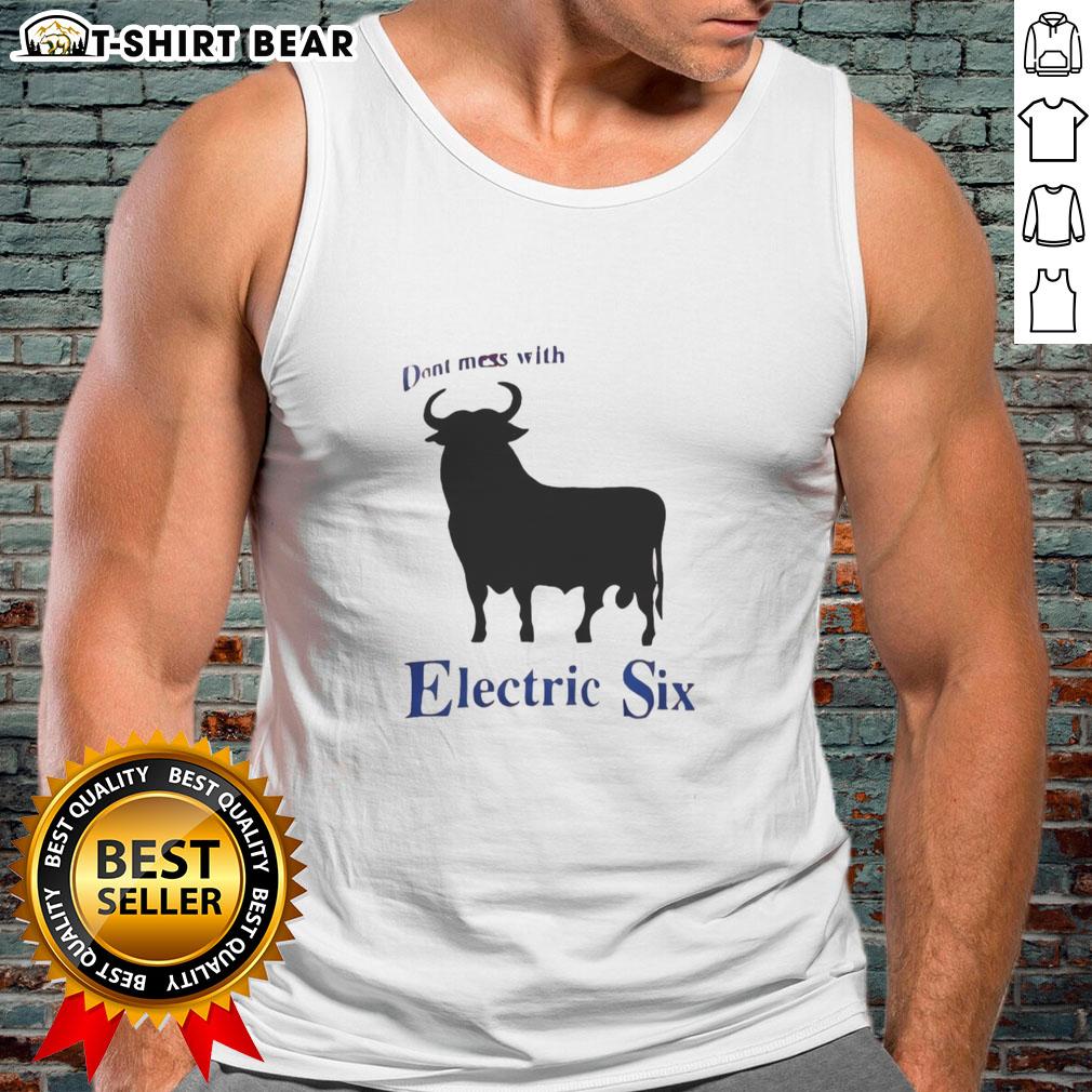 Nice Electric Six 'Don't Mess With Bull' tank top featuring bold graphics and vibrant colors for stylish summer wear.