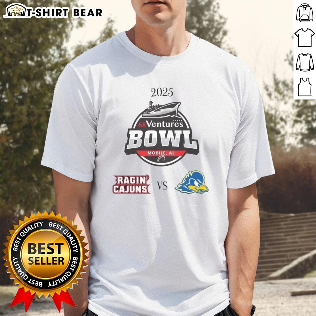2025 Ventures Bowl T-Shirt featuring Nice Louisiana Ragin' Cajuns vs Delaware Blue Hens design for fans.