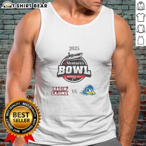 2025 Ventures Bowl tank top featuring Louisiana Ragin' Cajuns vs. Delaware Blue Hens design, perfect for game day.