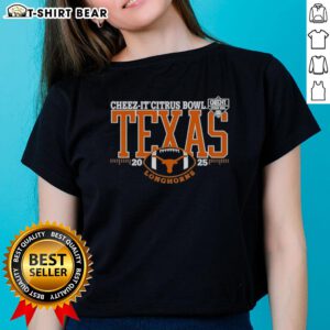 2025 Cheez-It Citrus Bowl logo on a ladies' tee featuring the Texas Longhorns design.